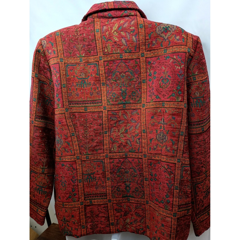 Appleseeds 14 red floral vintage grandmacore work business career button blazer - Picture 6 of 7